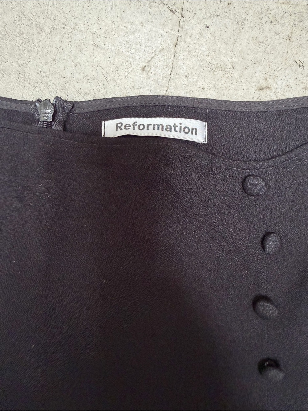 Reformation Black Mini Skirt with Side Button Detail size 10 - Picture 5 of 8